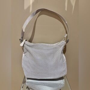 Stone Mountain Accessories White Perforated Leather Shoulder Bag